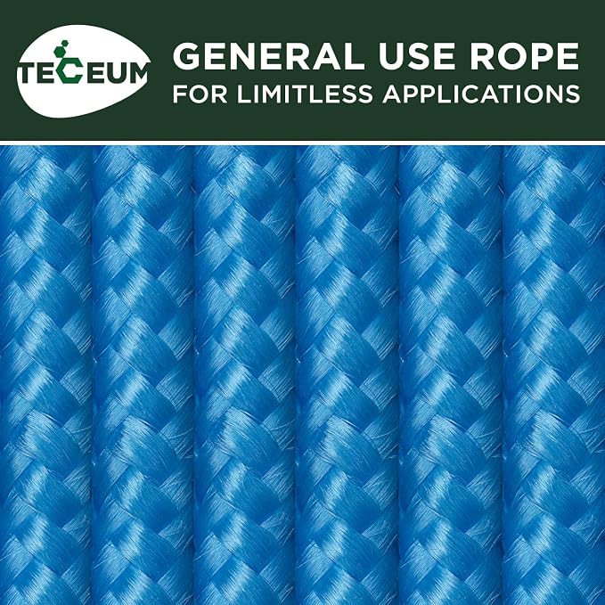 TECEUM Rope – 150 Feet x 1/4 Inch – Sky Blue – Strong All-Purpose Utility Rope - Image 9