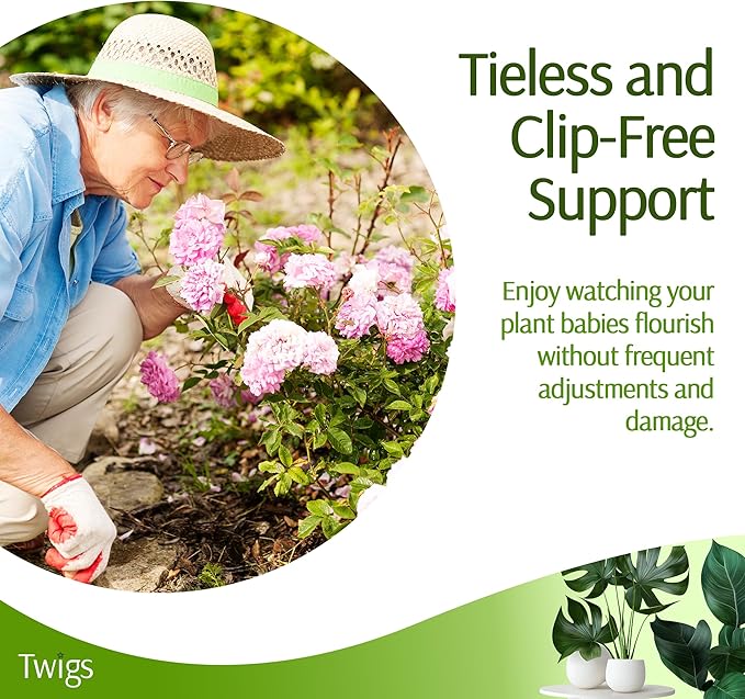 Stackable Plant Support Stakes, Stem Holder Structure for Indoor & Outdoor, Garden Accessories for Climbing & Potted Plants, Trellis Alternative - Peony (Light Green), 10 Pack, 17" L