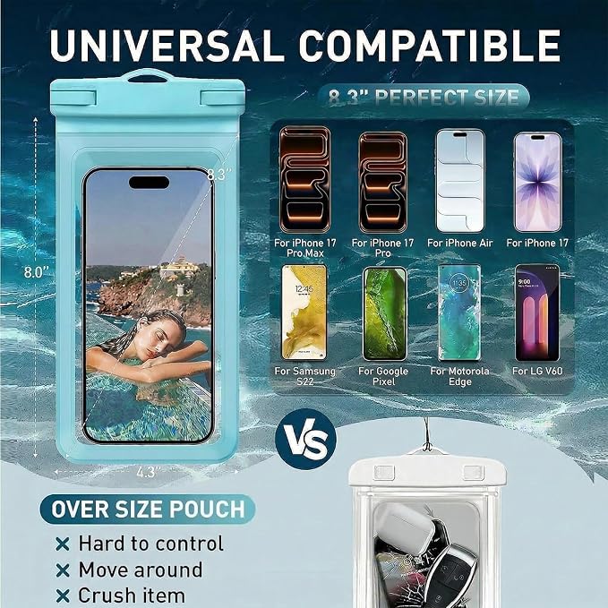 Waterproof Phone Pouch, with Interior Card Pocket, Large Waterproof Phone Case - Image 3