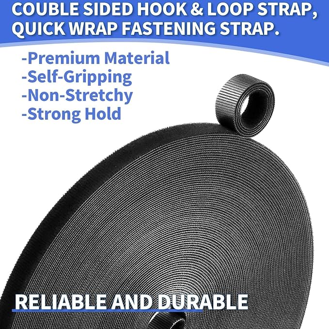 2In x 50Ft Reusable Cable Ties Hook and Loop Roll | Tie Down Straps, Nylon - Image 7