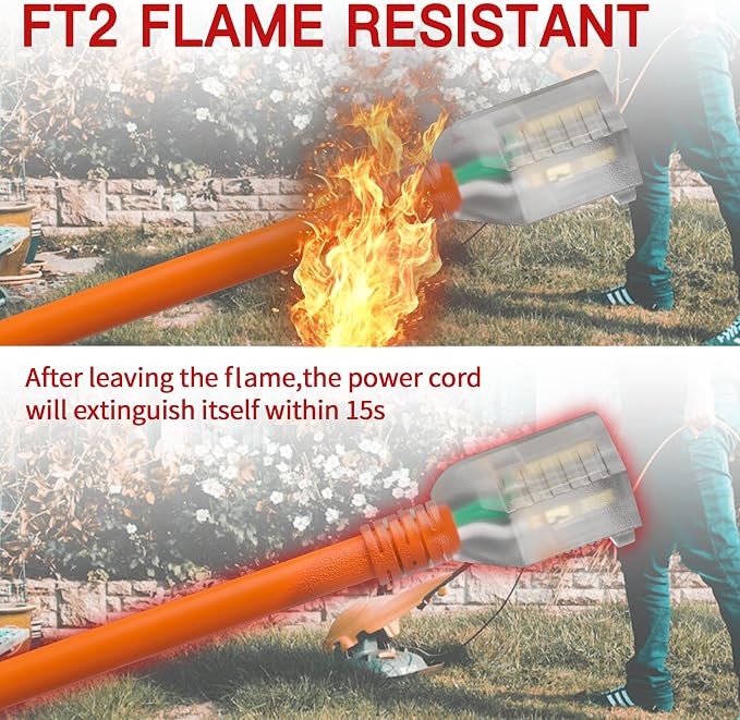 200 FT 12 Gauge Extension Cord Outdoor, Heavy Duty Weatherproof & Flame - Image 3