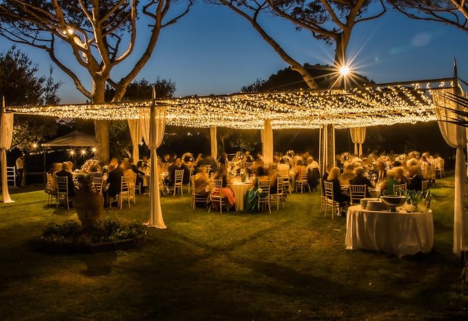 Solhice LED Curtain Lights Outdoor 20ft x10ft, 600 LED Plug in Hanging String - Image 9