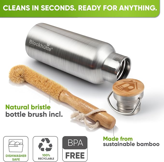 Blockhütte Vacuum Insulated Stainless Steel Water Bottle - 17 oz I Wide Mouth - Image 3