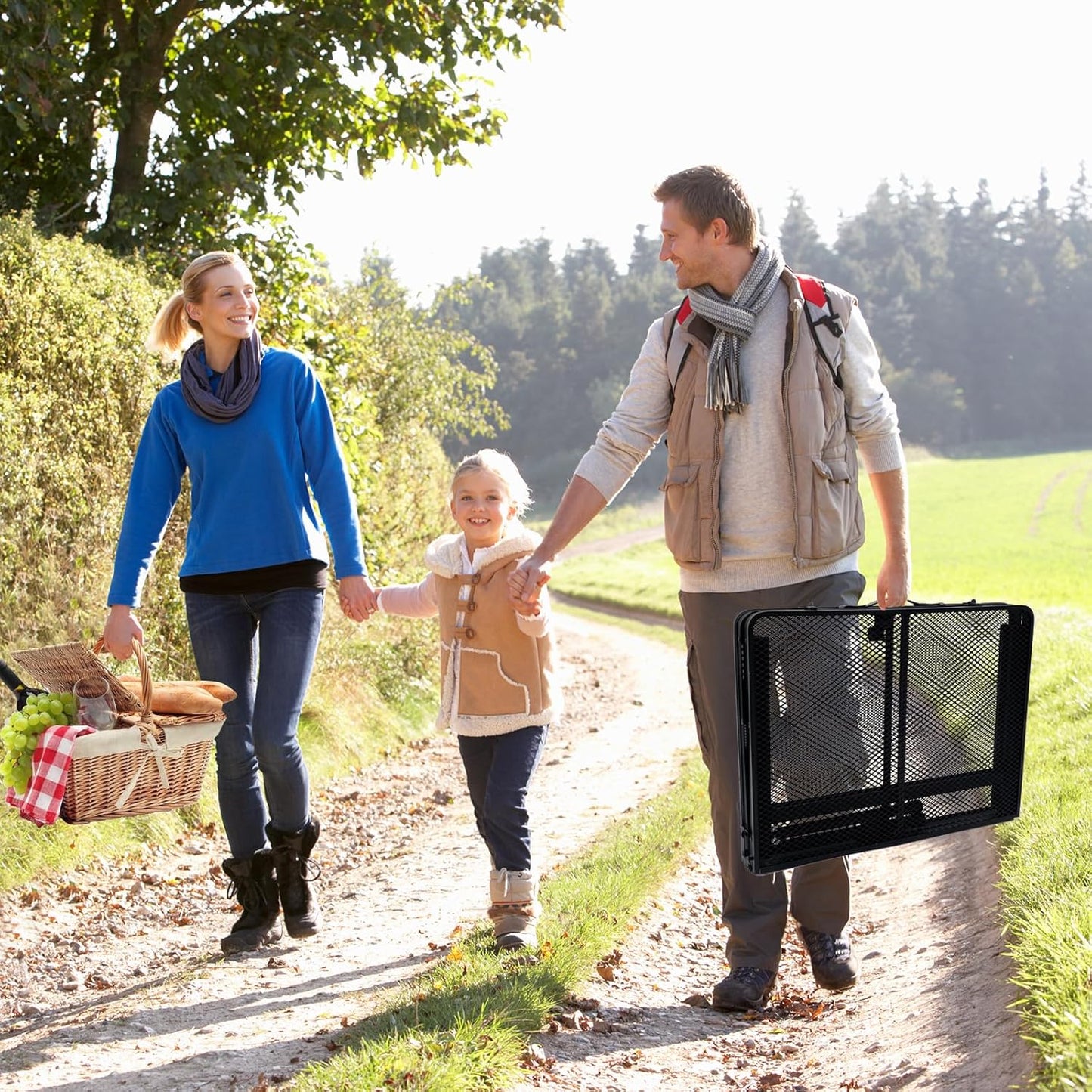 Outdoor Grill Camping Folding Table 3 Ft, Aluminium Picnic Table - Portable, Lightweight, Compact & Height Adjustable Collapsible Patio BBQ Garden Table