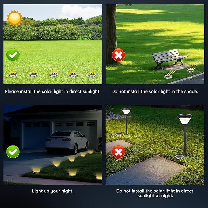 Solar Ground Lights Outdoor, 8 Pack Solar Lights Outdoor Waterproof, Mini Flat - Image 5