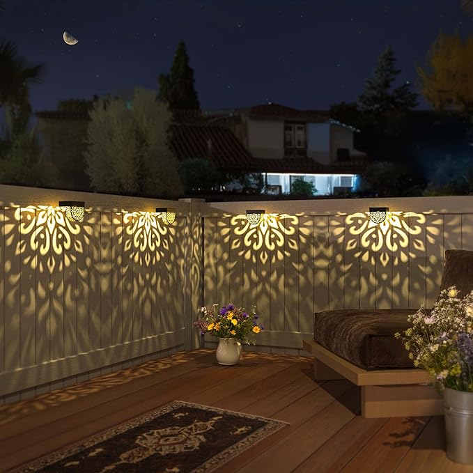Solar Fence Lights 6 Pack Solar Deck Lights Outdoor Waterproof LED Solar Powered Step Wall Lights Outdoor Decorations Decorative for Front Door