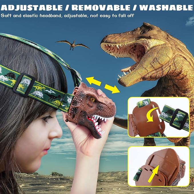 Dysaim Kids Headlamp, Dinosaur Headlamp - Image 5