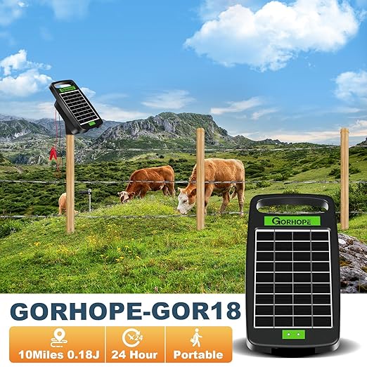 10 Miles Solar Powered Electric Fence Charger, Output 0.18J Electric Fence - Image 2