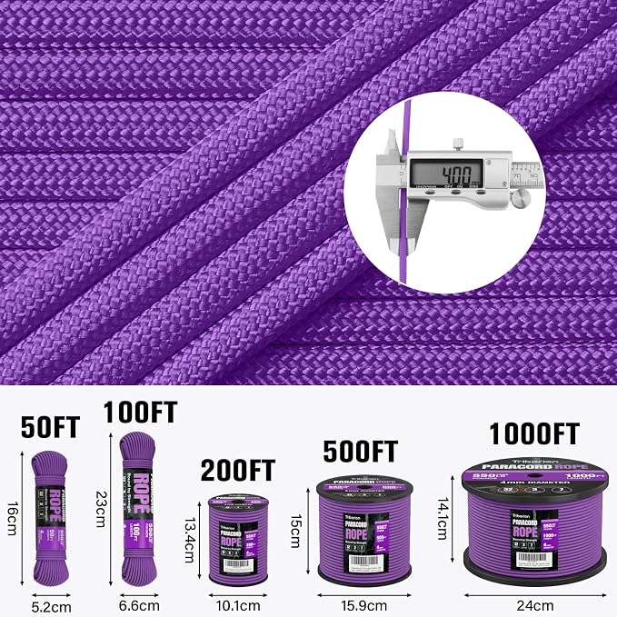 Paracord Rope 750 lb - 1000ft 5/32" Parachute Cord 4MM 12-Strand para Cord - - Image 5