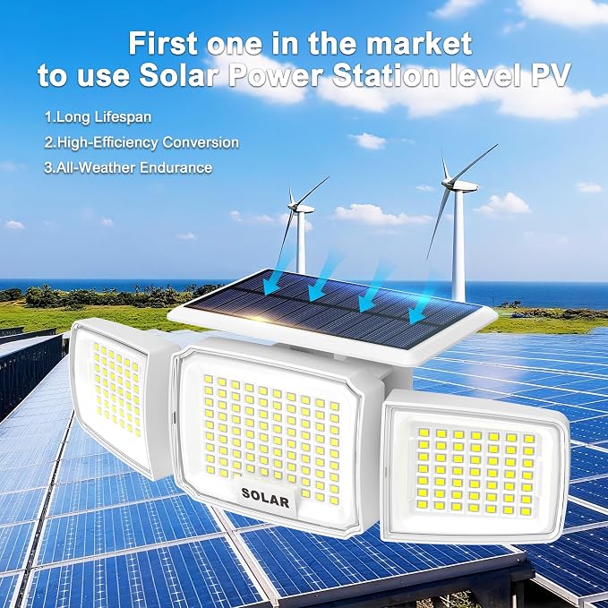 White Solar Security Light Outdoor Super Bright LED, Motion Sensor Flood Light - Image 3