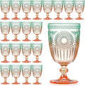 XUWAIDSGN 24Pcs Plastic Vintage Wine Glasses 13.5oz Reusable Embossed Goblet by XUWAIDSGN