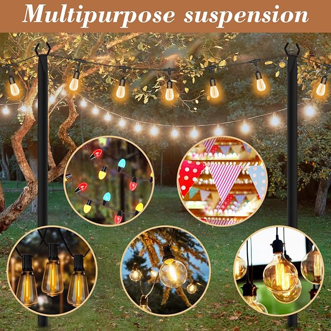 NUERPO 4 Pack String Light Poles, Metal Poles - Image 3