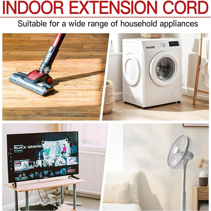 16/3 Short Extension Cord 3 FT, Indoor 3 Prong Power Cable, Suitable - Image 7