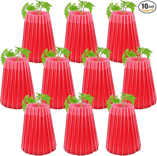 MJZ 10 Pack Walls of Water Plant Protectors, 18.3 x 18.3 Inch Reusable Wall of Water for Tomato Plants, Early Season Insulated Plant Protector Freeze Protection, Plant Covers for Winter Cold Weather
