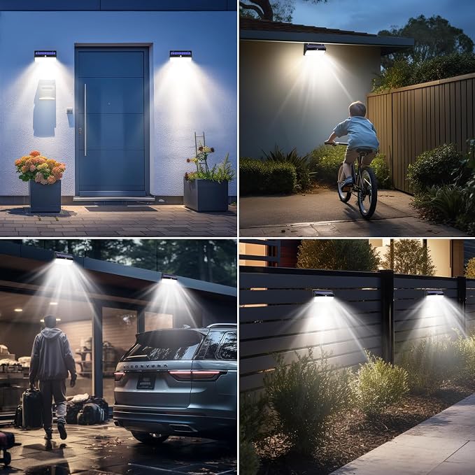 3 Pack 368 LED Solar Lights Outdoor Motion Sensor, Solar Fence Light - Image 5