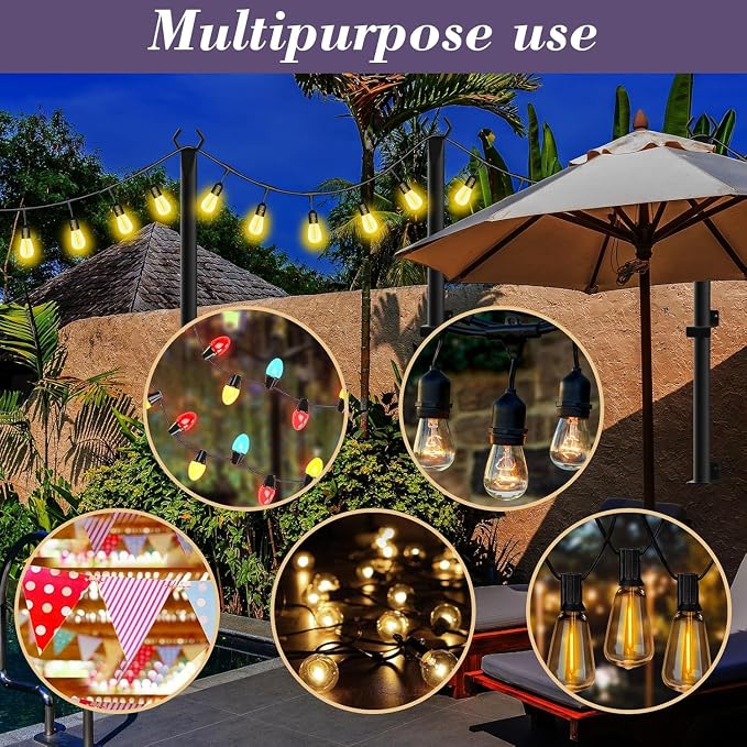 NUERPO 8 Pack String Light Poles, 5Ft Metal Poles - Image 3
