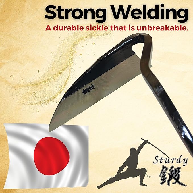 UPB Japan Japanese Hand Hoe Nejiri Gama Weeding Sickle for Weeding Gardening Planting 9.8in (25cm)