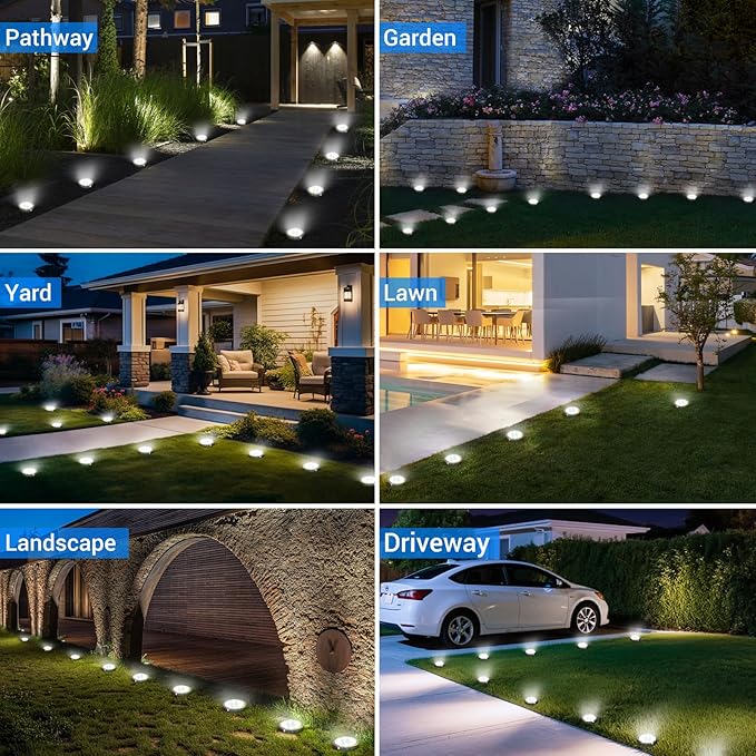 Peasur Solar Ground Lights Outdoor, 2 Pack Flat Solar Powered Disc Lights - Image 6