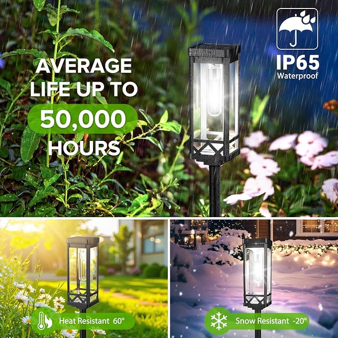 KOOPER Taller Solar Pathway Lights Outdoor, 2 Pack Upgraded Brighter Solar - Image 4