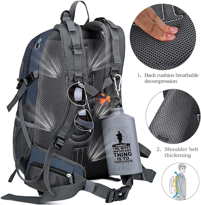 FENGDONG 40L Waterproof Lightweight Outdoor Daypack Hiking, Travel Backpack - Image 3