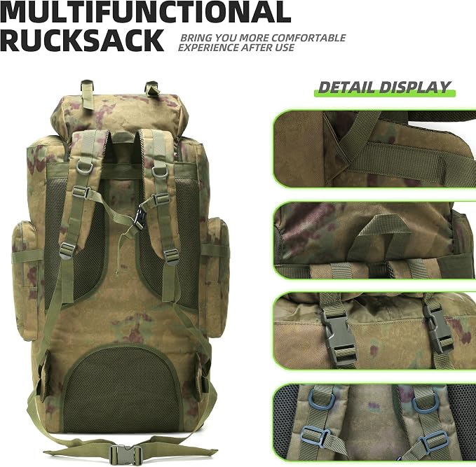 100L Camping Hiking Backpack, Molle military Tactical rucksack backpack - Image 4
