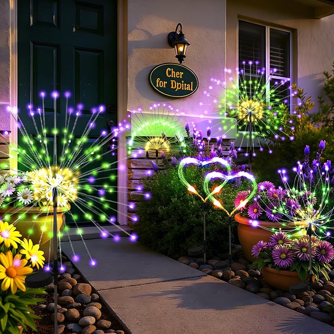 PEVOROS Garden Decor Solar Lights Outdoor, 6 Pack 120LED Waterproof Colorful by PEVOROS
