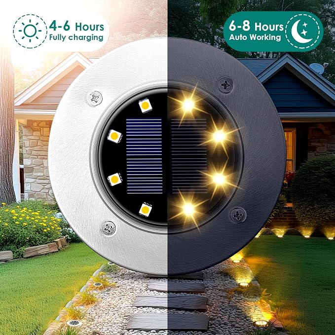 SOLPEX Solar Lights Outdoor Waterproof, 12 Pack Solar Ground Lights, Solar - Image 3