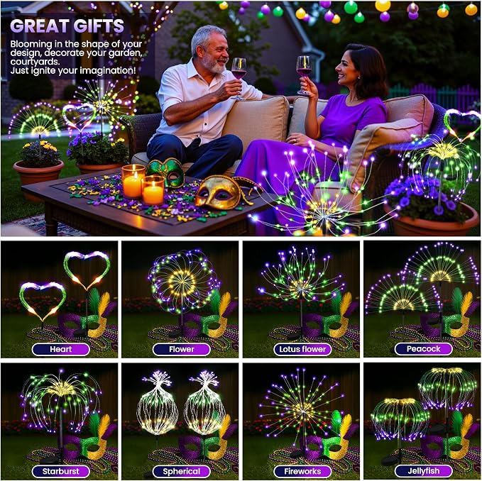 PEVOROS Garden Decor Solar Lights Outdoor, 6 Pack 120LED Waterproof Colorful - Image 3