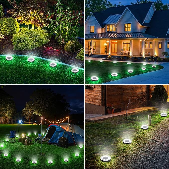 Joomer Solar Ground Lights, 8 Pack 8 LED Solar Lights Outdoor Waterproof IP68 - Image 7