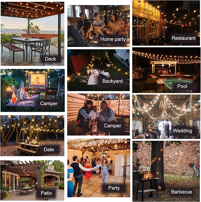 DAMAING LED Outdoor String Lights 100FT Patio Lights - Image 8