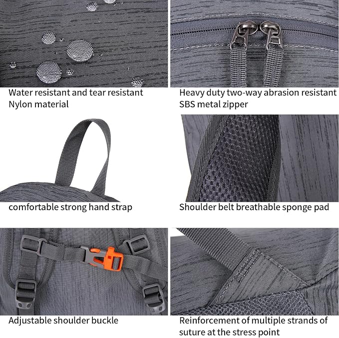 FENGDONG 35L Lightweight Foldable Waterproof Packable Travel Small Hiking - Image 4