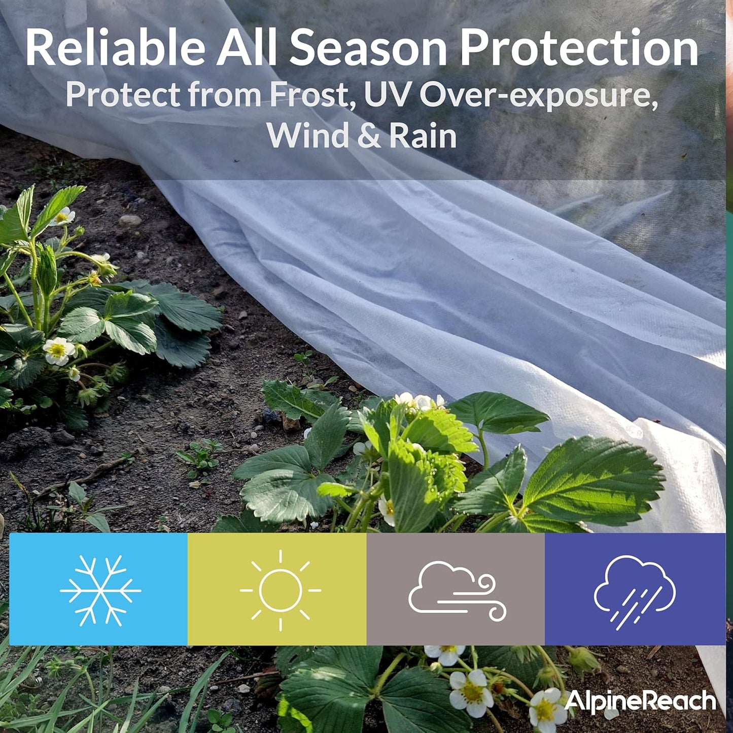 AlpineReach Plant Covers Frost & Sun Protection 10 x 30 ft - Thick 1.2 oz/yd² Freeze Blanket to Low 28 °F Temperatures Floating Row, Garden Fabric Material, Protect in Winter Cold, Gardening Down