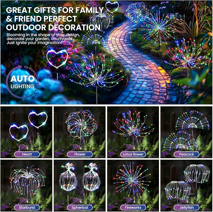 PEVOROS Garden Decor Solar Lights Outdoor, 120LED Waterproof Colorful Solar - Image 2
