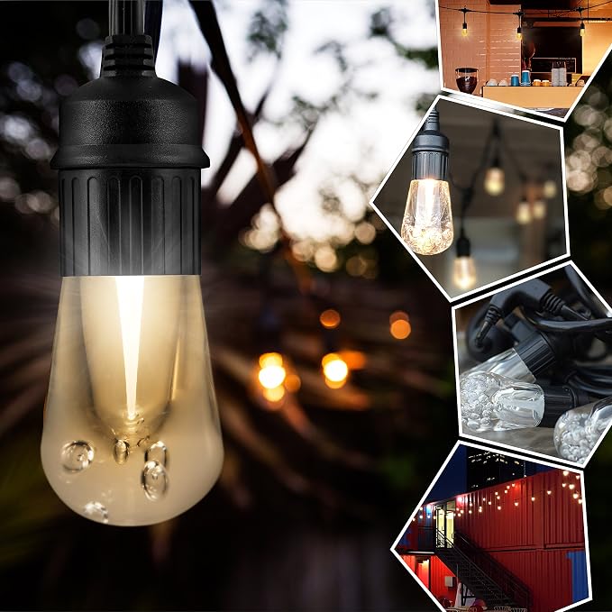 Enbrighten LED Outdoor String Lights 24ft Soft Warm White Patio Lights - Image 2