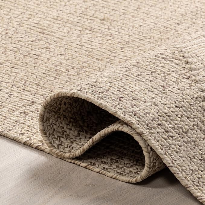 nuLOOM 2' x 3' Solid Hand Braided Indoor/Outdoor Area Rug, Pet-Friendly, High Traffic, Weather Resistant, for Patio, Balcony, Bedroom, Living Room, Dining Room, Wynn Tan