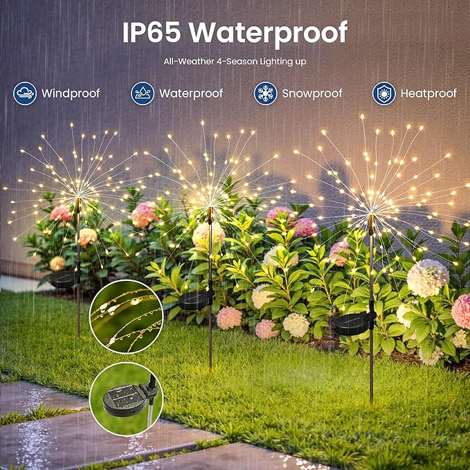 Solar Lights Outdoor, 120LED 8 Pack Fairy Garden Lights Decor - Image 6