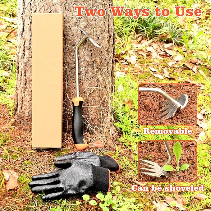 Weed Removal Tool，Portable Garden Weeder Tool，2024 New Manganese Steel Weed Puller Tool with Rubber Handle for Vegetable Gardening Garden Yard Farm Farm Planting & Uprooting Weeding Tool