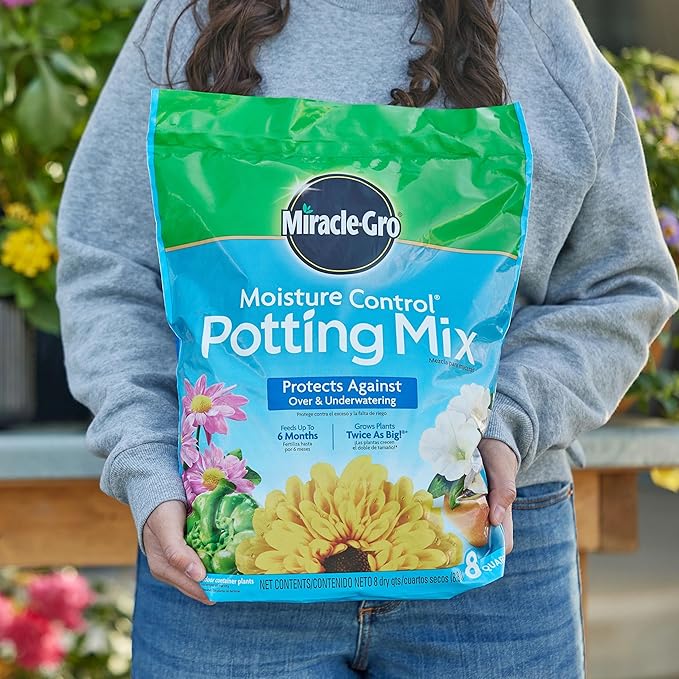 Miracle-Gro Moisture Control Potting Mix, For Container Plants, Protects against Over- and Under-Watering, 8 qt., 3-Pack