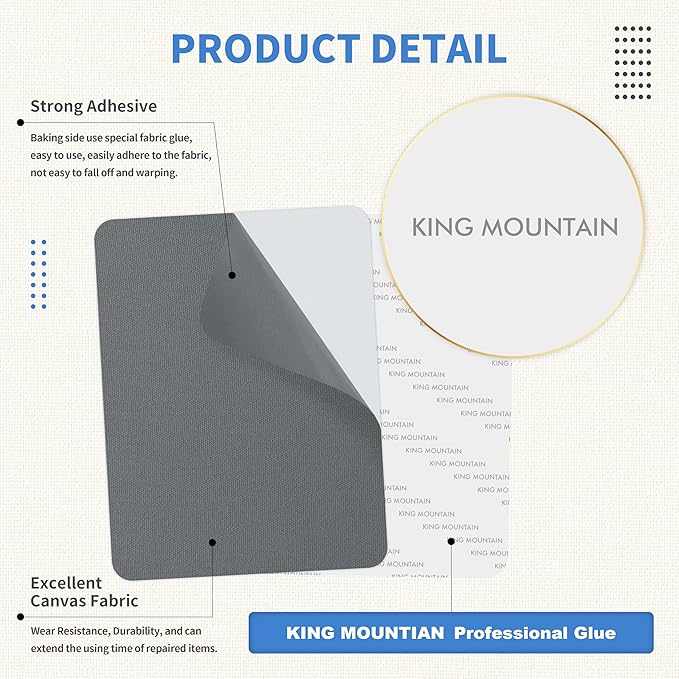 KING MOUNTAIN Canvas Repair Patch 5×8 Inch 8 Pcs Self-Adhesive Waterproof - Image 3