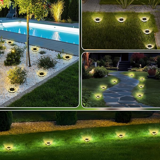 INCX Solar Ground Lights, 16 Pack Solar Lights Outdoor Waterproof, Solar Garden - Image 5