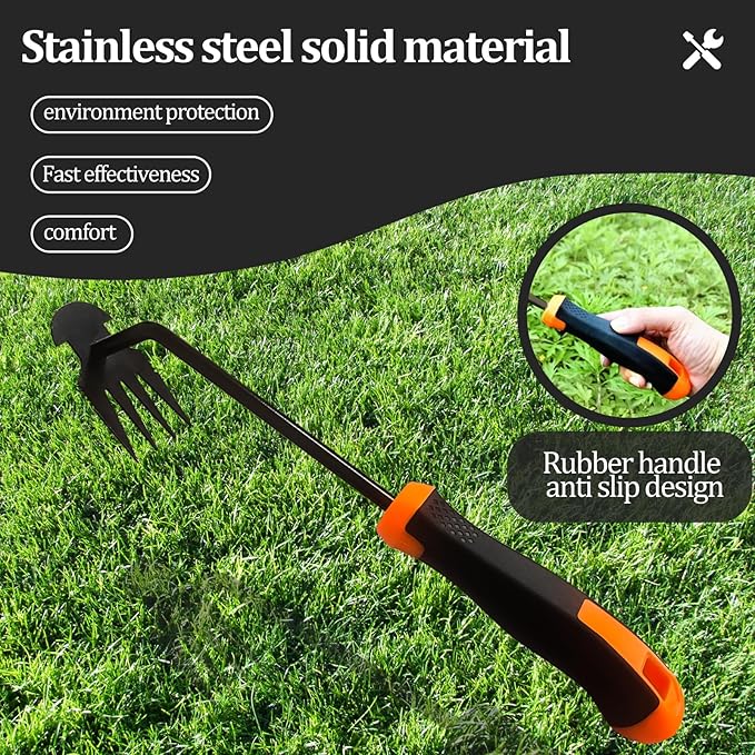 Weed Puller Tool-Weeding Artifact Uprooting Weeding Tool | 2024 Enhanced Weed Remover tool | 4-Tine Stainless Steel Weeder Tool,Multi Function Garden Tools fro Efficient Weed Extraction (1, upgrade)