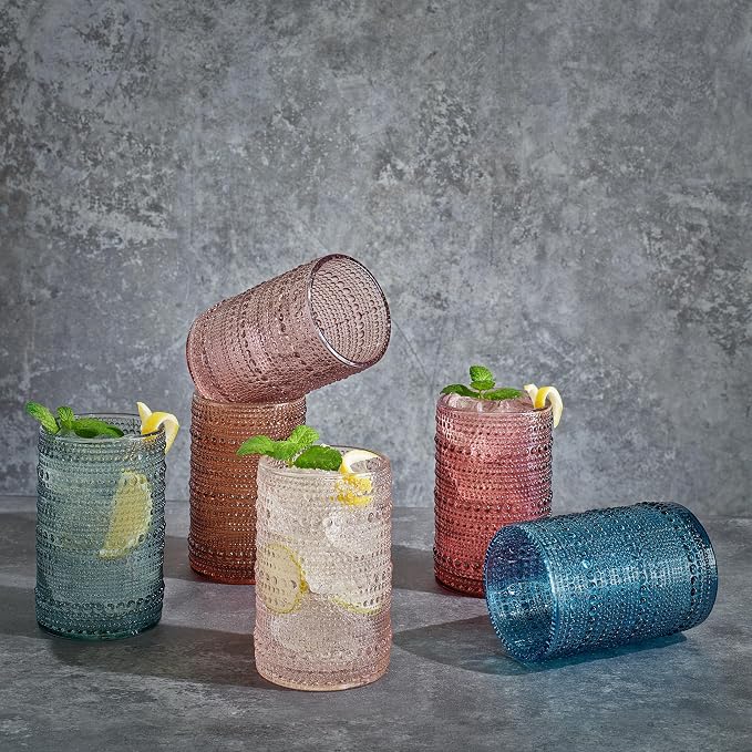 Khen Beaded Highball Drinking Tumbler Set | Set of 6 | Holiday Decor Vintage - Image 2