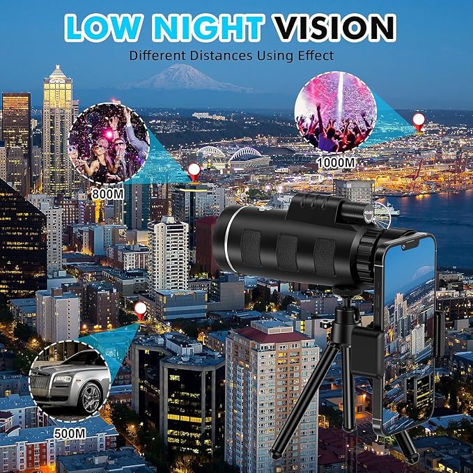 40x60 Monocular Telescope with Smartphone Adapter and Telescope Case High - Image 6