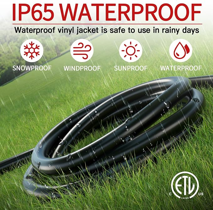 10 FT 10 Gauge Extension Cord Outdoor, Heavy Duty Weatherproof & Flame - Image 7
