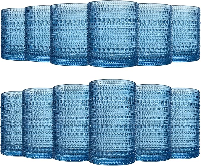 Hobnail Beaded Highball Drinking Tumbler Glasses | Set of 12 | Color, Vintage by Khen