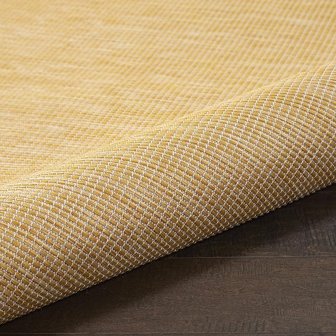 Nourison Positano Indoor/Outdoor Yellow 6' x Round Area Rug, Easy Cleaning, Non Shedding, Bed Room, Living Room, Dining Room, Backyard, Deck, Patio (6 Round)