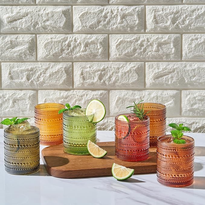 Hobnail Beaded Highball Drinking Tumbler Glasses | Set of 6 | Color, Vintage - Image 2