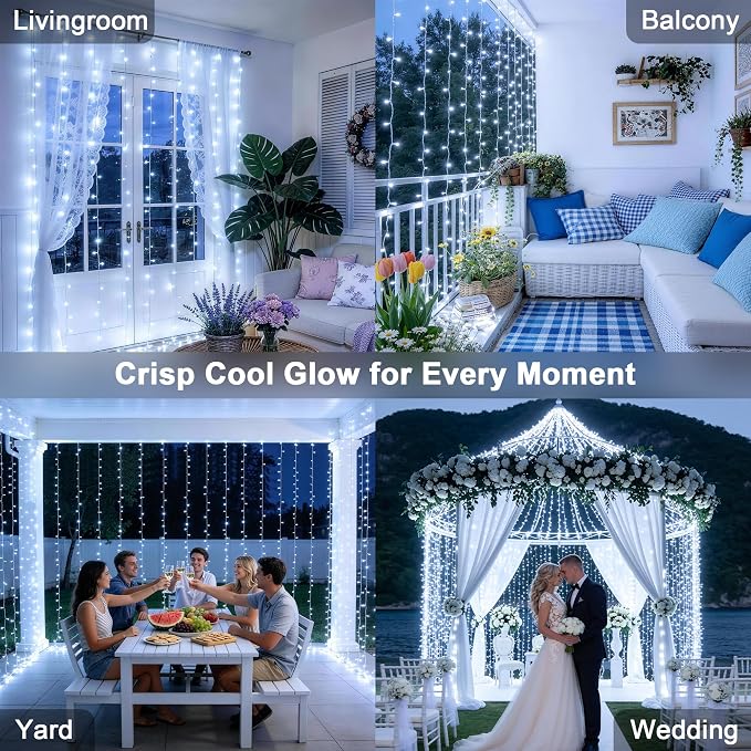 JMEXSUSS 9.5x29.5ft Curtain Lights Indoor Outdoor Decor - Image 5