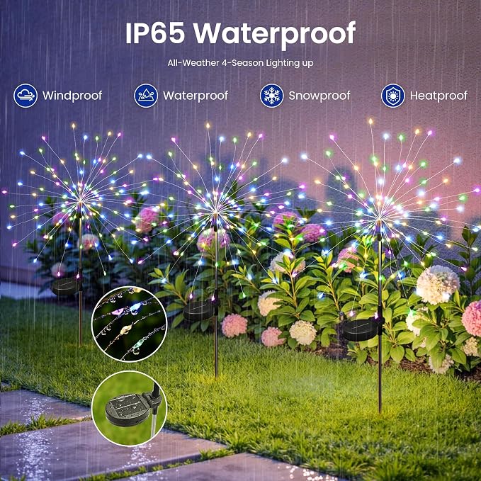 Solar Lights Outdoor, 120LED 6pack Fairy Garden Lights Decor - Image 4