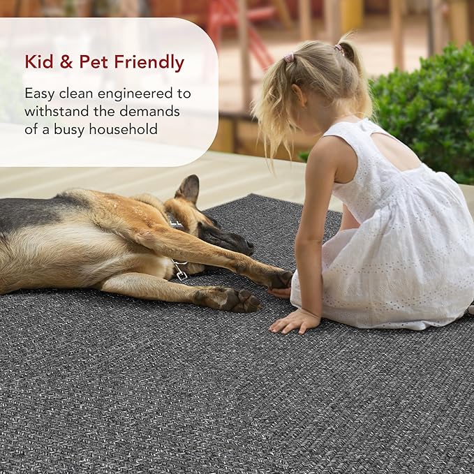 nuLOOM 2' x 6' Solid Hand Braided Indoor/Outdoor Area Rug, Pet-Friendly, High Traffic, Weather Resistant, for Patio, Balcony, Bedroom, Living, Dining Room, Wynn Charcoal